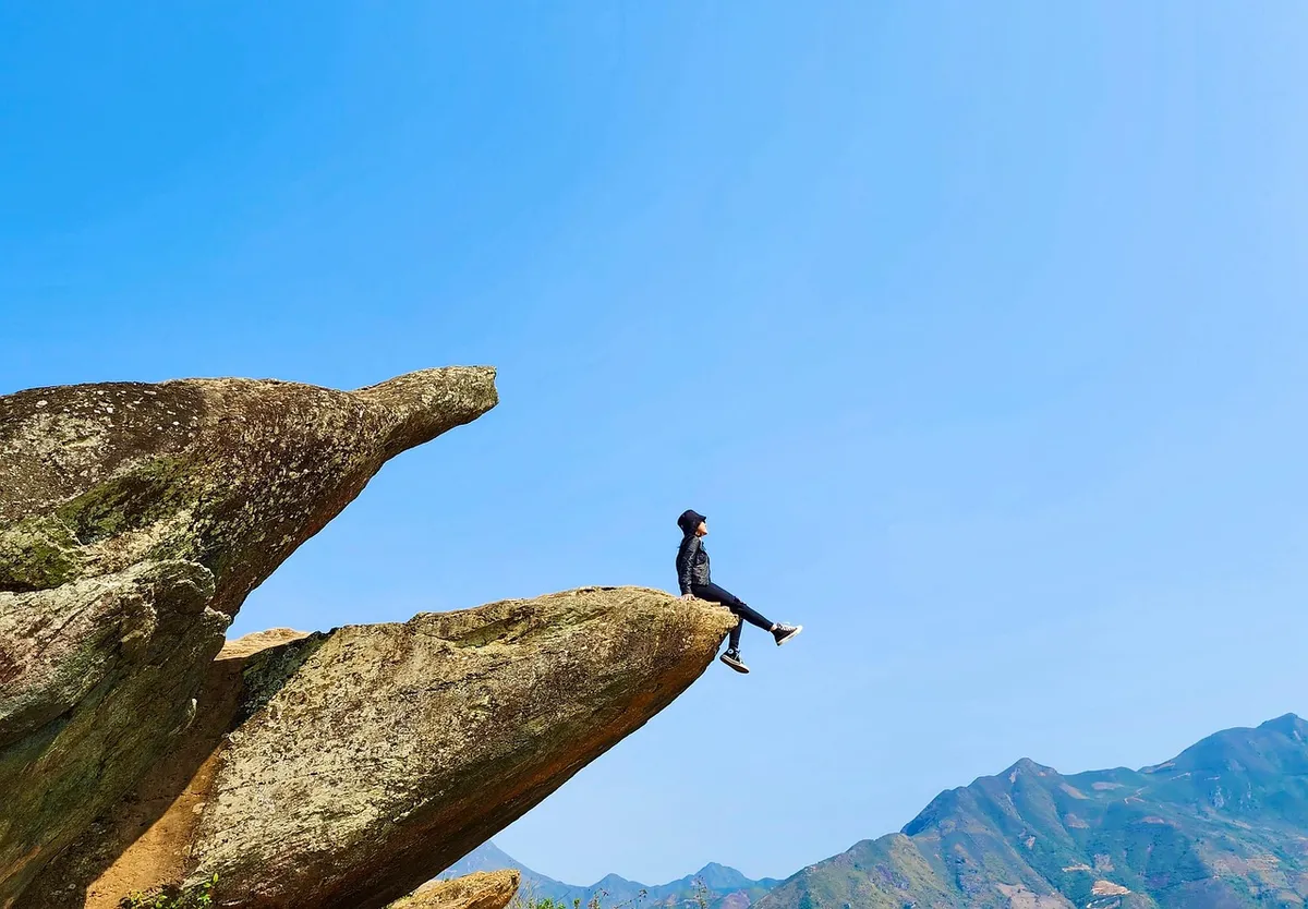 vietnam, sky, dolphin nose, mountain, stone, nature, rock, blue sky, person, sky, sky, sky, sky, sky, mountain, nature, blue sky, person, person