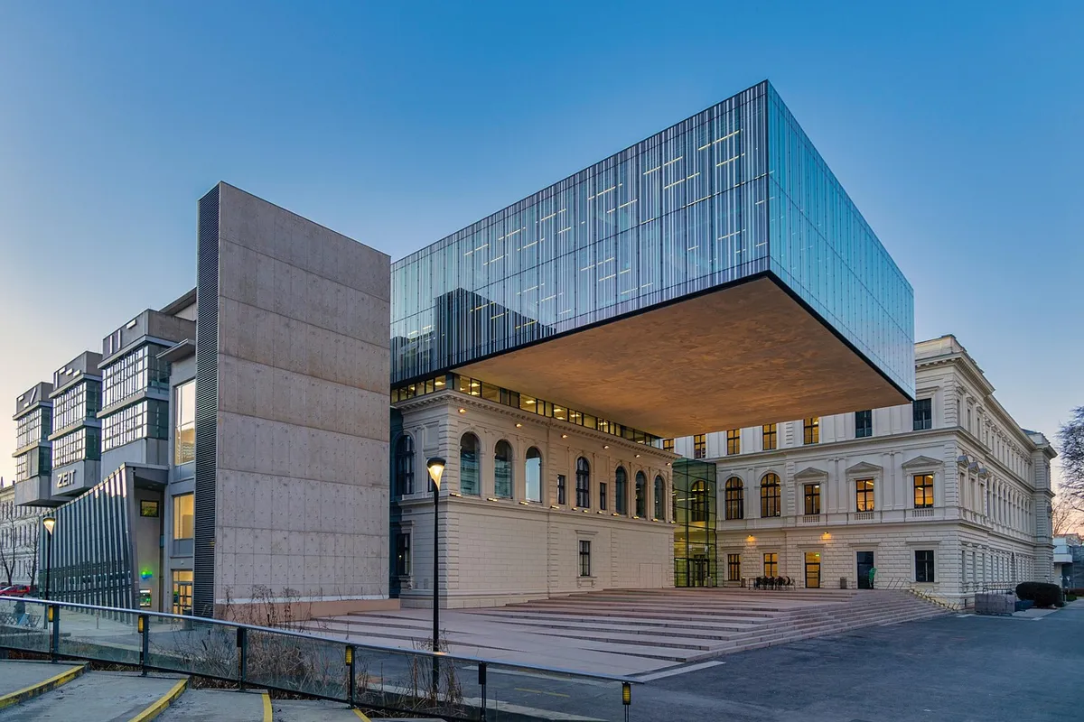 university library, building, street, university of graz, architecture, university, modern architecture, modern building, facade, graz, austria, university, uni